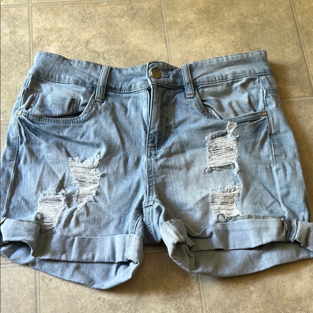 Dollhouse Blue Jean Shorts Distressed Denim Casual